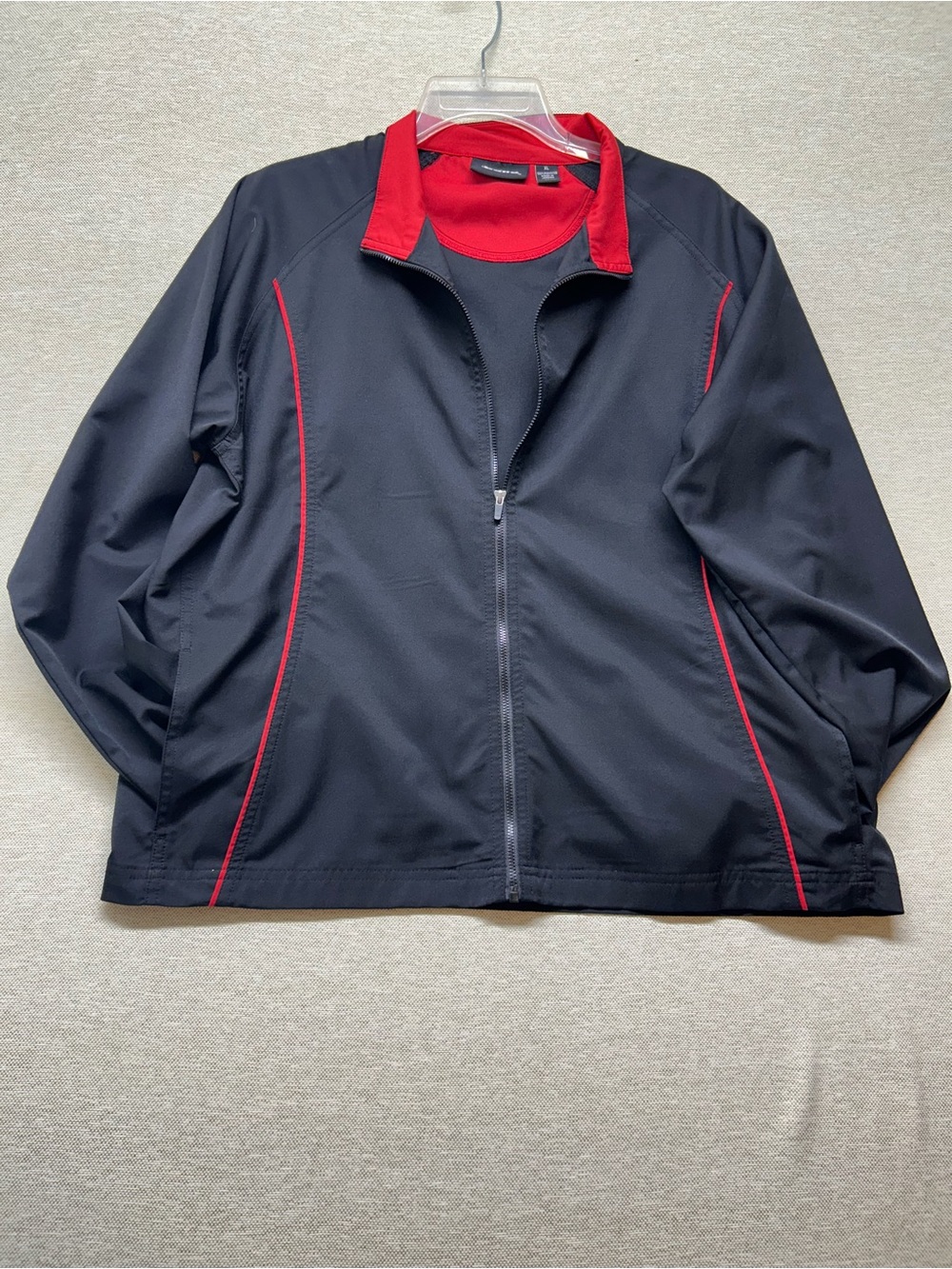 bolle Black Windbreaker Jacket with Red Trim